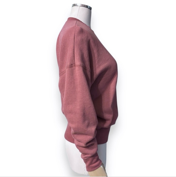 AMERICAN EAGLE Dusty Rose Crew Neck Cotton Blend Sweatshirt - Picture 3 of 8